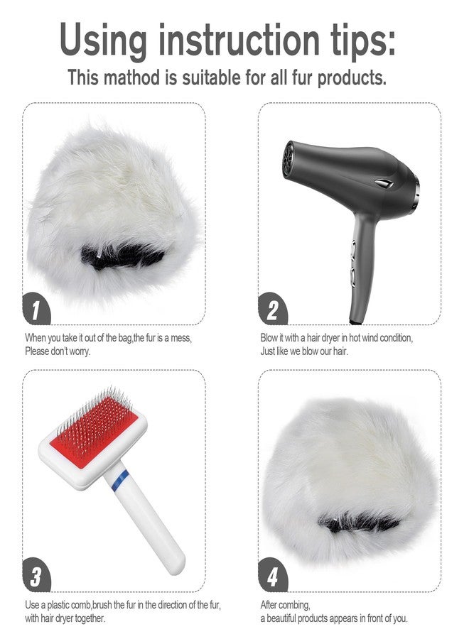 Dikoaina Faux Fur Cossack Russian Style Hat for Ladies Winter Hats for Women, White, Medium - Image 5
